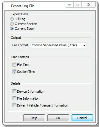 Export Log Data Options Form Export Log Data Options Form