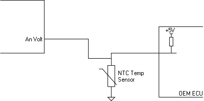 Wiring a NTC temp sensor in a piggyback situation. Wiring a NTC temp sensor in a piggyback situation.